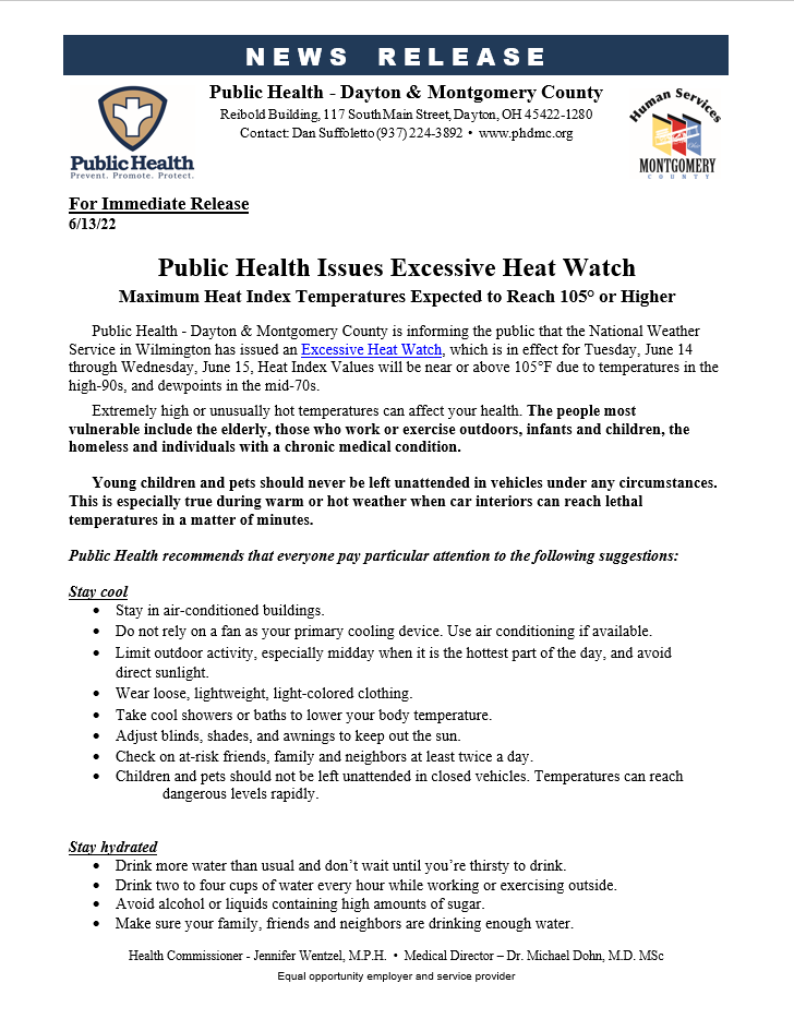 Public Health Excessive Heat Watch