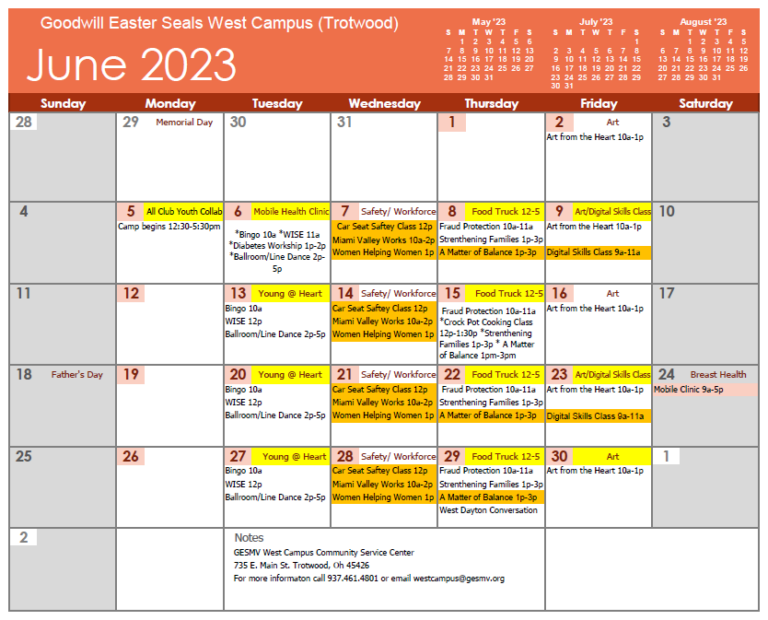 June Program Schedule GESMV West Campus Trotwood, Ohio